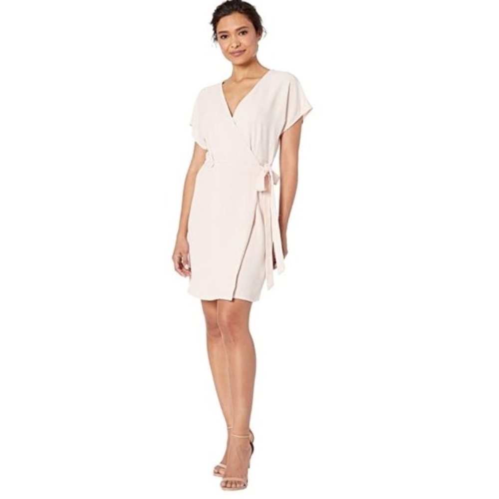 Bobeau Short Sleeve Crepe Wrap Dress